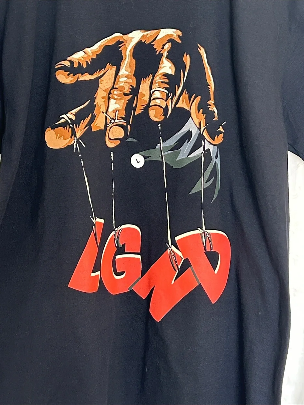 LGND Supply Co Black Puppet Master Hand Graphic T-Shirt L
